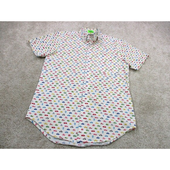 Naked & Famous Shirt Men Small Multicolor Cars All Over Print Casual Button Up * - Picture 2 of 11